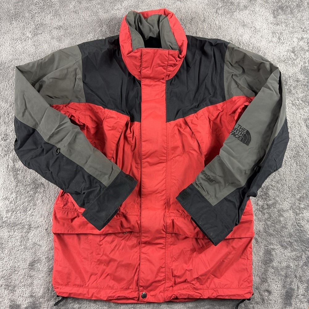 The North Face Hydroseal Jacket Mens Small Red Gray Waterproof Shell Rain 88080 - Picture 2 of 13